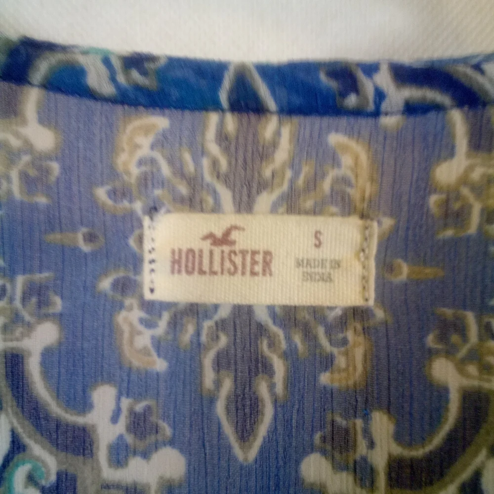 Hollister Bohemian Blue L/S Sheer Asymmetrical Open Top Shirt Small Boho - Picture 7 of 7